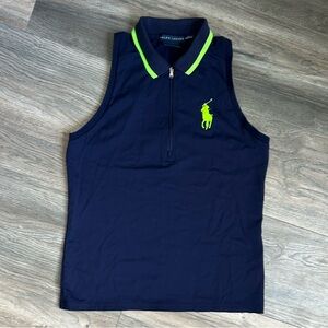Ralph Lauren sleeveless tennis polo neon green big pony size small